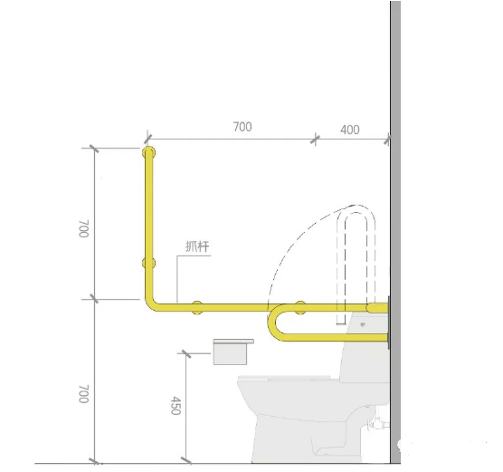 無障礙坐便器側立面